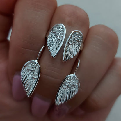 Conjunto Alas de Ángel de Plata 925