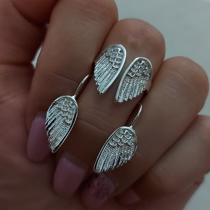 Conjunto Alas de Ángel de Plata 925